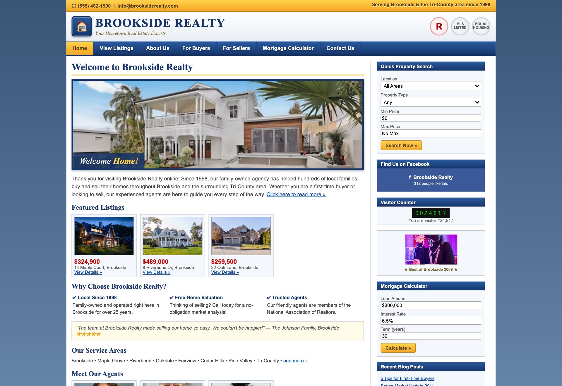 The same business on an outdated website