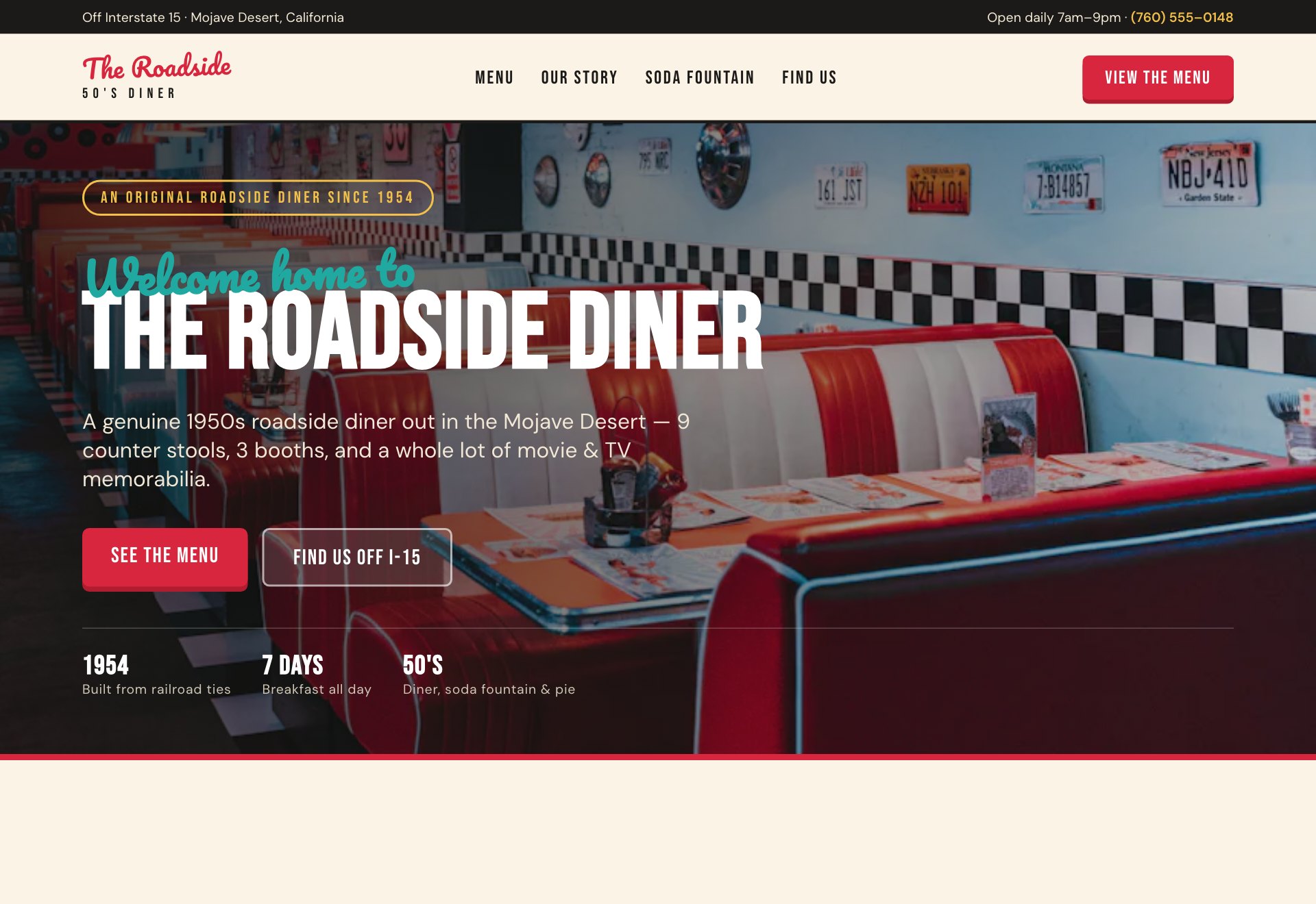 The rebuilt diner homepage — modern and mobile-ready