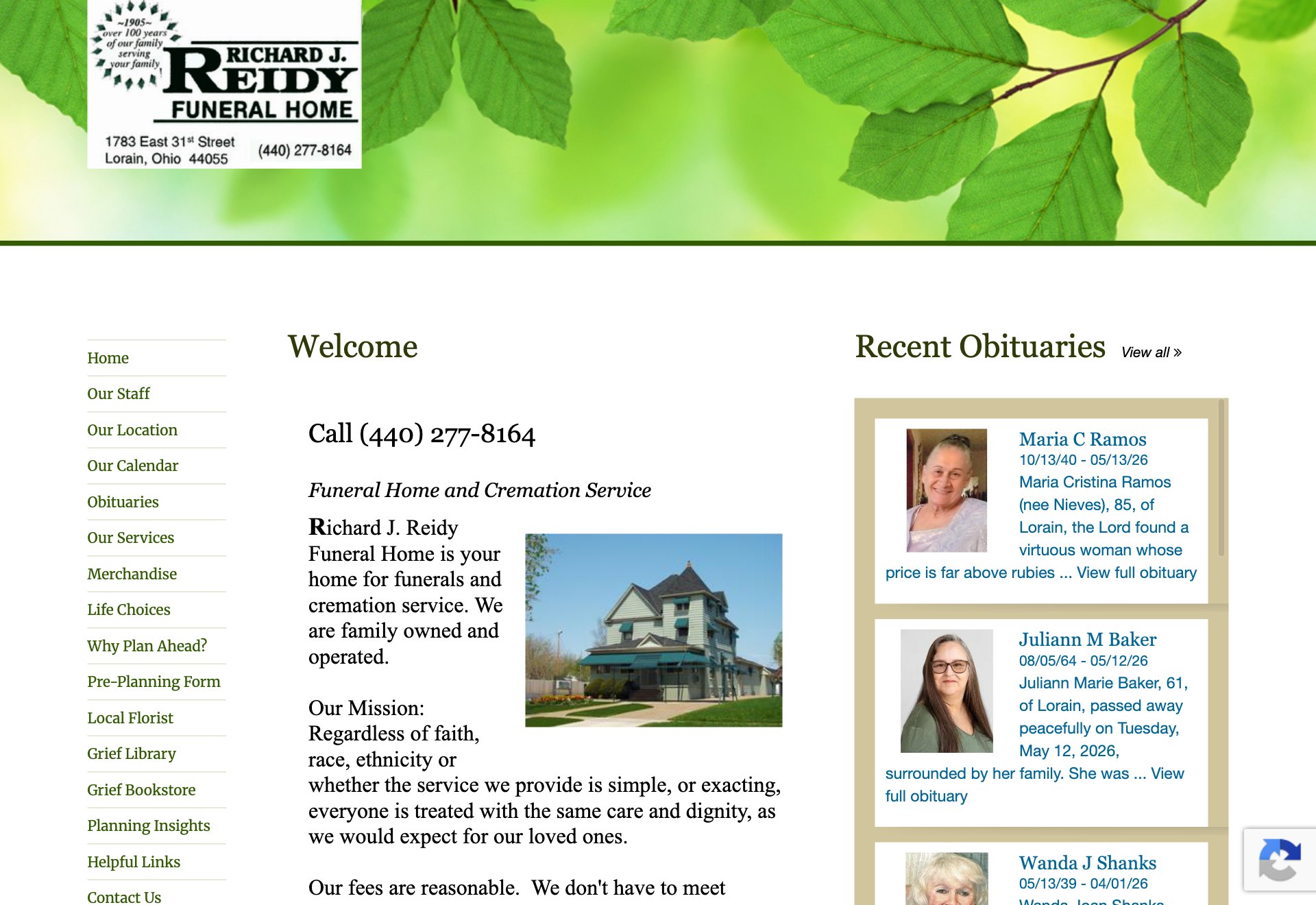 The original dated funeral home site